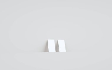 Business Card Mock-Up (3.5 x 2) Duvar Arkaplanına Karşı İki Kart. 3B Görüntü