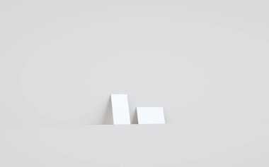 Business Card Mock-Up (3.5 x 2) Duvar Arkaplanına Karşı İki Kart. 3B Görüntü