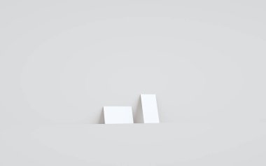 Business Card Mock-Up (3.5 x 2) Duvar Arkaplanına Karşı İki Kart. 3B Görüntü