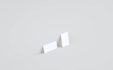 Business Card Mock-Up (3.5 x 2) Duvar Arkaplanına Karşı İki Kart. 3B Görüntü
