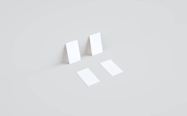 Business Card Mock-Up (3.5 x 2) Duvar Arkaplanına Karşı İki Kart. 3B Görüntü