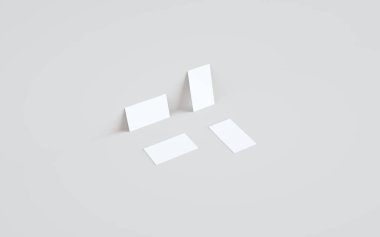 Business Card Mock-Up (3.5 x 2) Duvar Arkaplanına Karşı İki Kart. 3B Görüntü