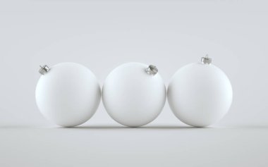 Beyaz kibrit kırılmaz büyük noel balosu süslemesi - üç top. 3B Görüntü