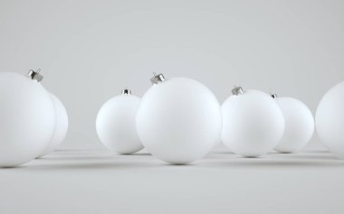Beyaz Matte Kırılmaz Büyük Noel Balosu Model Model Topları. 3B Görüntü