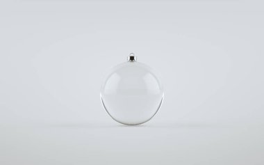 Şeffaf / Temiz Cam Büyük Noel Balosu Süslemesi - Tek Top. 3B Görüntü