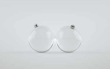 Şeffaf / Temiz Cam Büyük Noel Balosu Süslemesi - İki Top. 3B Görüntü