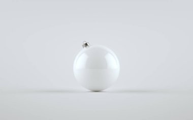 Beyaz Parlak Büyük Noel Balosu Süslemesi - Tek Top. 3B Görüntü