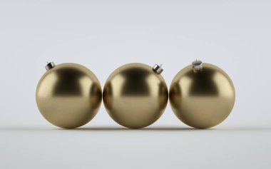 Altın kibrit büyük noel balosu süslemesi - üç top. 3B Görüntü