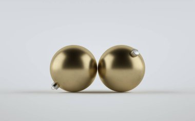 Altın kibrit büyük noel balosu süslemesi - iki top. 3B Görüntü