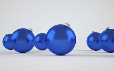 Mavi Metalik Matte Büyük Noel Balosu Model Model Topları. 3B Görüntü