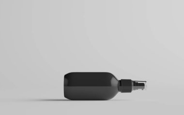 200 ml Siyah Plastik Püskürtme Şişe Mokup - Bir şişe. 3B Görüntü