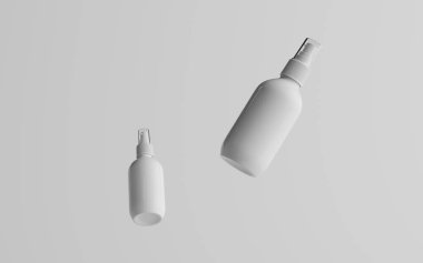 200 ml Beyaz Plastik Püskürtme Şişe Modeli - İki Yüzen Şişe. 3B Görüntü