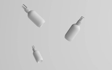 200 ml Beyaz Plastik Püskürtme Şişe Modeli - Üç Yüzen Şişe. 3B Görüntü