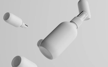 200 ml Beyaz Plastik Püskürtme Şişe Modeli - Çok Yüzen Şişe. 3B Görüntü