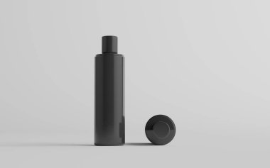 250 ml Black Plastik Şampuan / Duş jeli / Cilt Toniği, Kozmetik Şişe Mokup - İki Şişe. 3B Görüntü