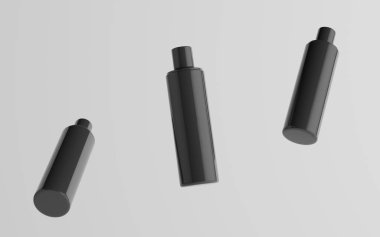 250 ml Siyah Plastik Şampuan / Duş Jeli / Cilt Toniği, Kozmetik Şişe Makyajı - Üç Yüzen Şişe