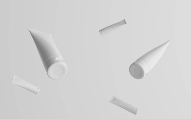 250 ml Kozmetik Krem Tüplü Paketleme Modeli - Çoklu Yüzen Tüpler. 3B Görüntü