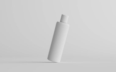 250ml Beyaz Plastik Şampuan / Duş jeli / Deri Toniği, Kozmetik Şişe Modeli - Bir Şişe. 3B Görüntü