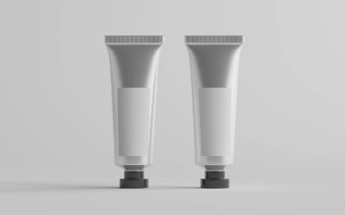 Alüminyum Plastik Kozmetik / Boya Tüpü Mokup - İki Tüpü. Boş Etiket