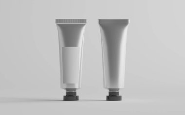 Alüminyum Plastik Kozmetik / Boya Tüpü Mokup - Ön ve Arka. Boş Etiket