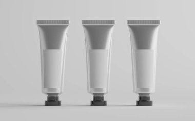 Alüminyum Plastik Kozmetik / Boya Tüpü Mokup - Üç Tüpü. Boş Etiket