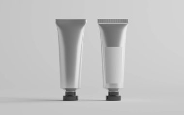 Alüminyum Plastik Kozmetik / Boya Tüpü Mokup - Ön ve Arka. Boş Etiket