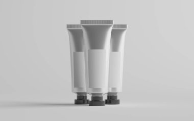 Alüminyum Plastik Kozmetik / Boya Tüpü Mokup - Üç Tüpü. Boş Etiket