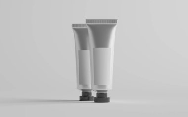 Alüminyum Plastik Kozmetik / Boya Tüpü Mokup - İki Tüpü. Boş Etiket