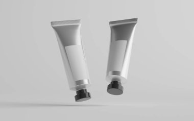 Alüminyum Plastik Kozmetik / Boya Tüpü Mokup - İki Tüpü. Boş Etiket