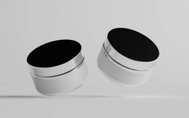 Alüminyum Kozmetik Jar Mockup - İki kavanoz. Blank Label. 3B Görüntü