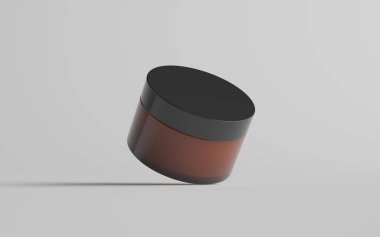 Amber Glass Kozmetik Jar Mockup - Bir kavanoz