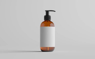 Kehribar Cam Pompa-Model-Sıvı Sabun, Şampuan-Kutu-Bir Şişe. Blank Label. 3B Görüntü