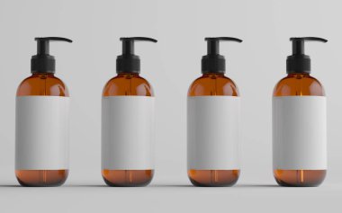 Kehribar Cam Pompa-Model-Sıvı Sabun, Şampuan-Söndürücü - Çoklu Şişe. Boş Etiket