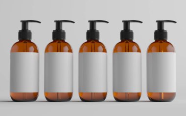 Kehribar Cam Pompa-Model-Sıvı Sabun, Şampuan-Söndürücü - Çoklu Şişe. Boş Etiket