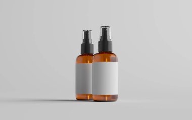 Amber Spray Şişe Modeli - İki Şişe. Blank Label. 3B Görüntü