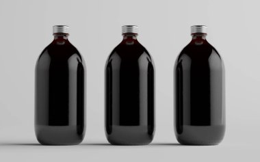 Soğuk Bira Kahvesi Amber / Kahverengi Büyük Bardak Şişesi Paket Model - Üç Şişe