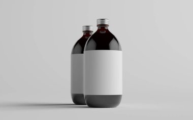 Soğuk Bira Kahvesi Amber / Kahverengi Büyük Bardak Şişesi Paket Model - İki Şişe. Boş Etiket