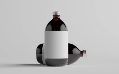 Soğuk Bira Kahvesi Amber / Kahverengi Büyük Bardak Şişesi Paket Model - İki Şişe. Boş Etiket