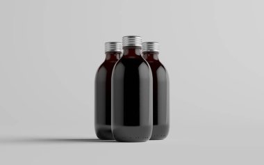 Soğuk Bira Kahvesi Amber / Kahverengi Bardak Şişesi Şişe Model - Üç Şişe