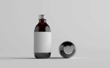 Soğuk Bira Kahvesi Amber / Kahverengi Bardak Şişesi Paket Model - İki Şişe. Boş Etiket