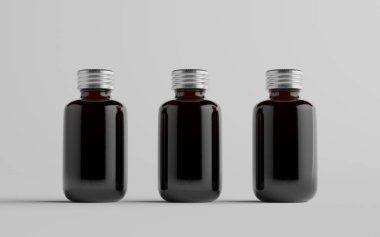 Soğuk Bira Kahvesi Amber / Kahverengi Küçük Cam Şişe Paket Model - Üç Şişe