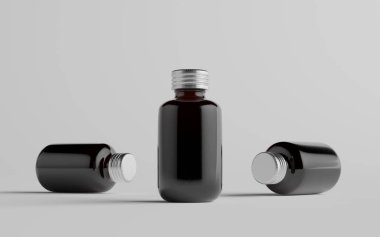 Soğuk Bira Kahvesi Amber / Kahverengi Küçük Cam Şişe Paket Model - Üç Şişe