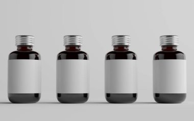 Soğuk Bira Kahvesi Amber / Kahverengi Küçük Cam Şişeler Paket Model - Çoklu Şişeler. Boş Etiket