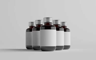 Soğuk Bira Kahvesi Amber / Kahverengi Küçük Cam Şişeler Paket Model - Çoklu Şişeler. Boş Etiket