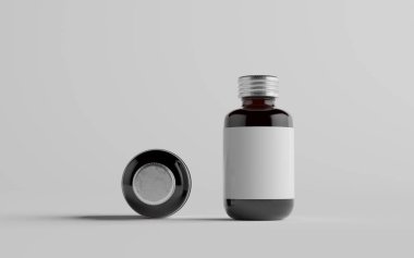 Soğuk Bira Kahvesi Amber / Kahverengi Küçük Cam Şişeli Paketleme - İki Şişe. Boş Etiket