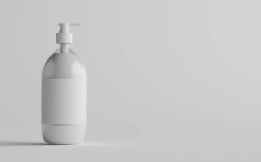 Şeffaf Plastik Pompa Şişe Model Sabun, Şampuan Söndürücü - Bir şişe. Blank Label. 3B Görüntü