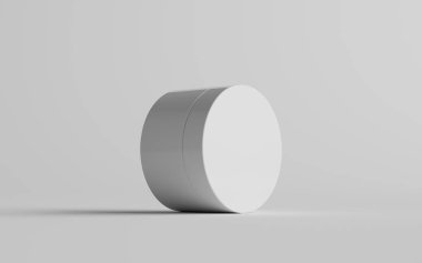 Beyaz Plastik Kozmetik Kavanozu - Bir kavanoz. Yan Görünüm. 3B Görüntü