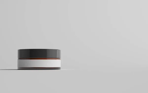 70 ml İnce Kehribar Cam Kozmetik Jar Mockup - Bir kavanoz. Boş Etiket
