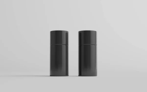 Чорної Пластикової Рулонної Спрей Дезодорант Пляшки Макет Дві Пляшки Ілюстрації — стокове фото