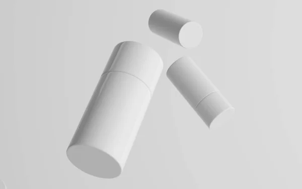 75Ml White Plastic Roll Spray Deodorant Bottle Mockup Tři Plovoucí — Stock fotografie